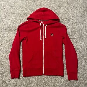 Red Zip-Up Hoodie with Logo